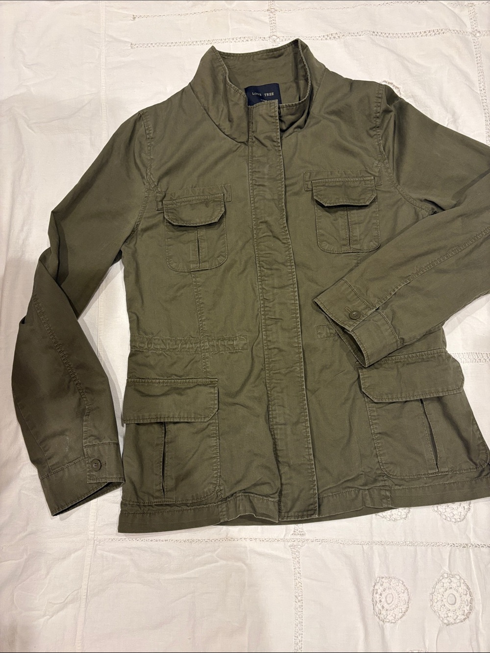 Love Tree Olive Utility Trench Coat